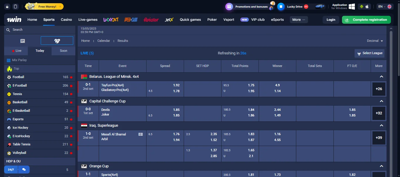1win volleyball betting