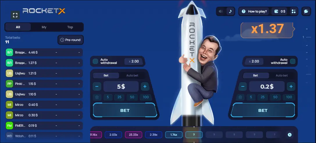 1win Rocket X gameplay
